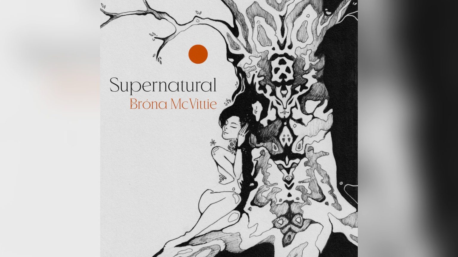 Обкладинка альбому «Supernatural» Bróna McVittie: жінка біля великого дерева під червоним сонцем